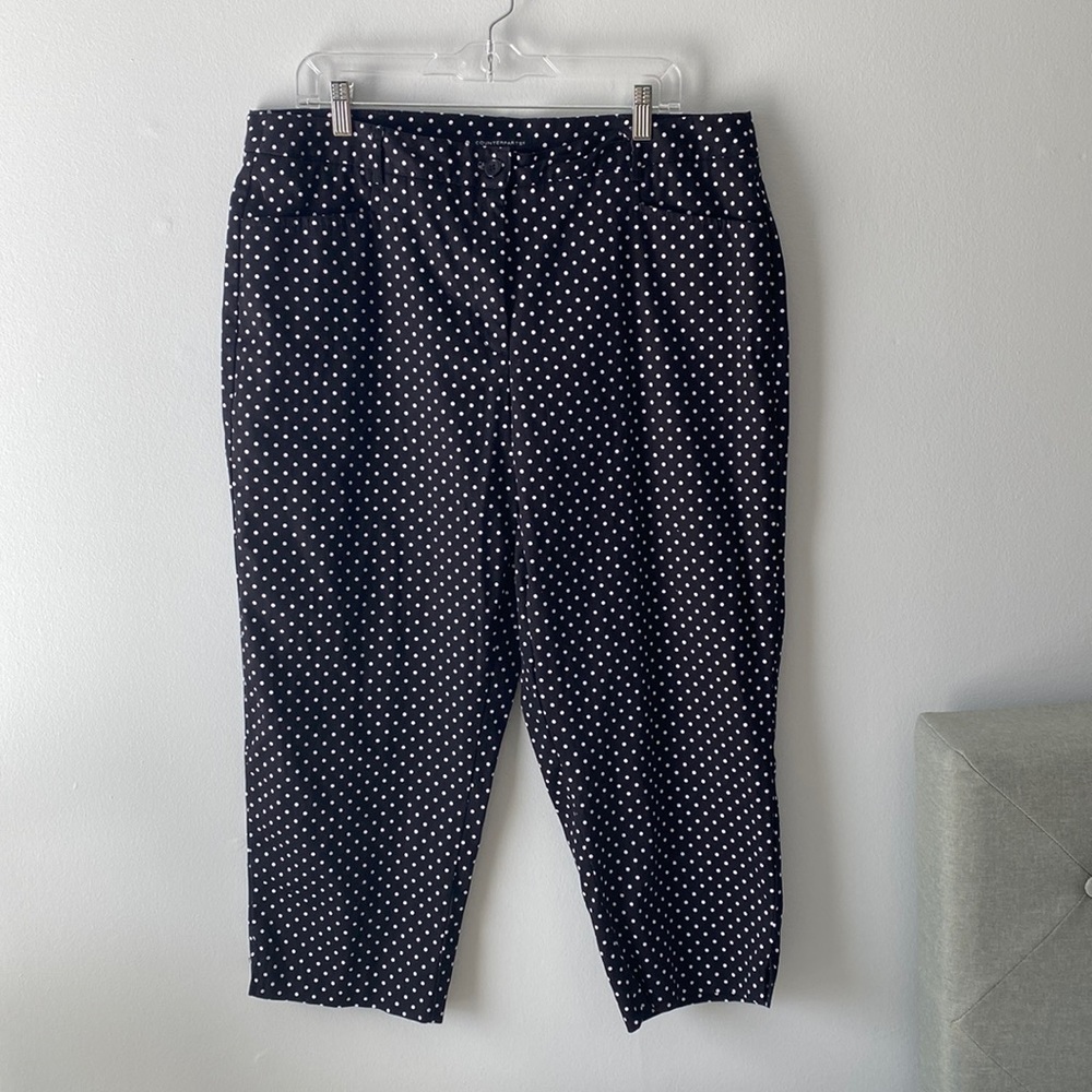 ⚡Last Days! Counterparts Black White Polka Dot Print Mid Rise Stretch Crop Pants